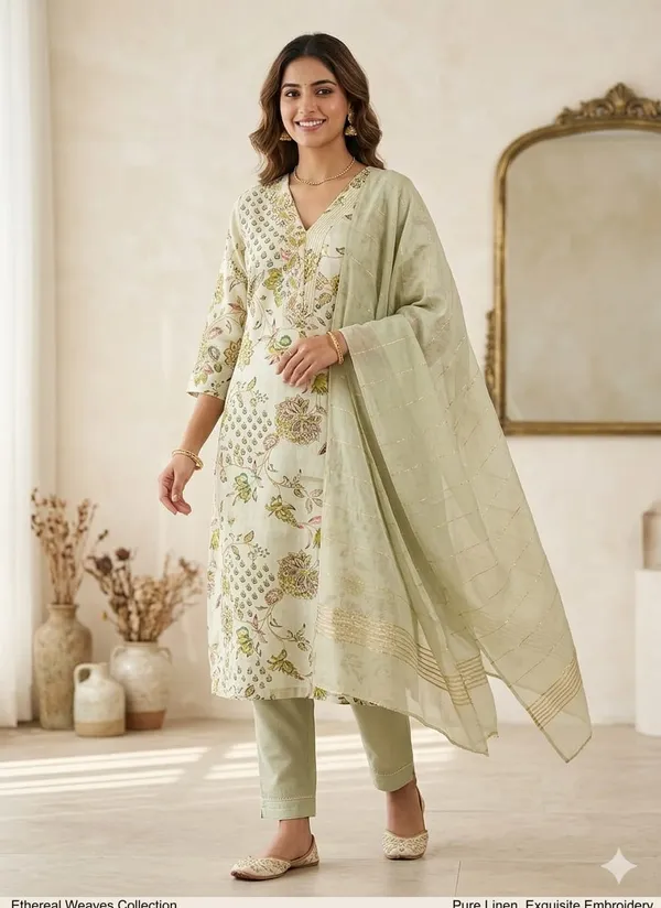 Sage_green_and_pale_ivory_kurta_set_with_pant