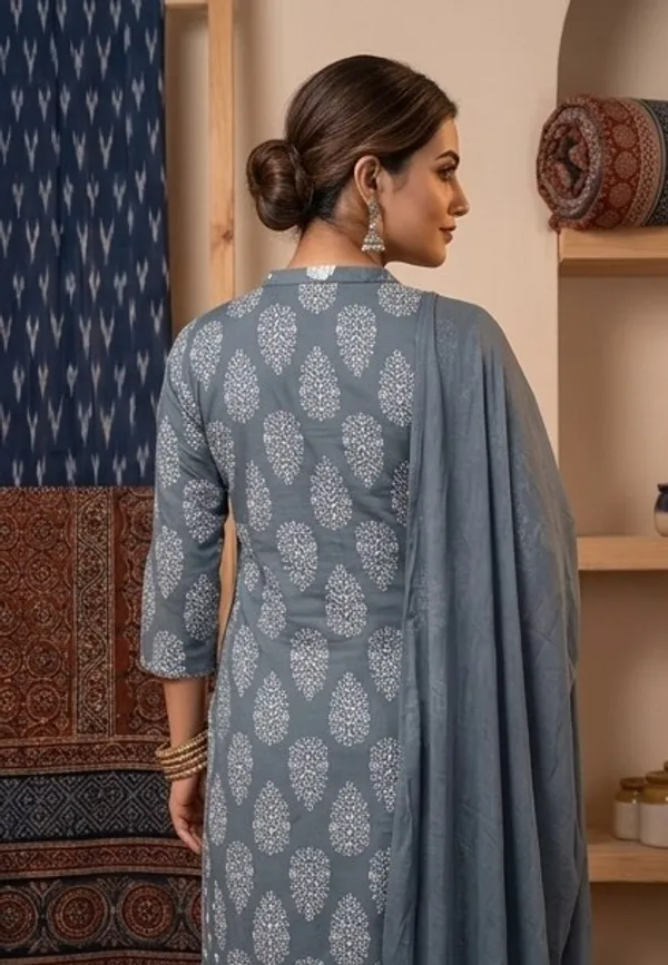 Slate_Grey_cotton_kurta_set_for_women