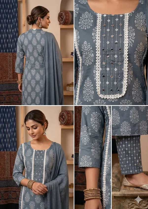 Slate_Grey_cotton_kurta_set_for_women