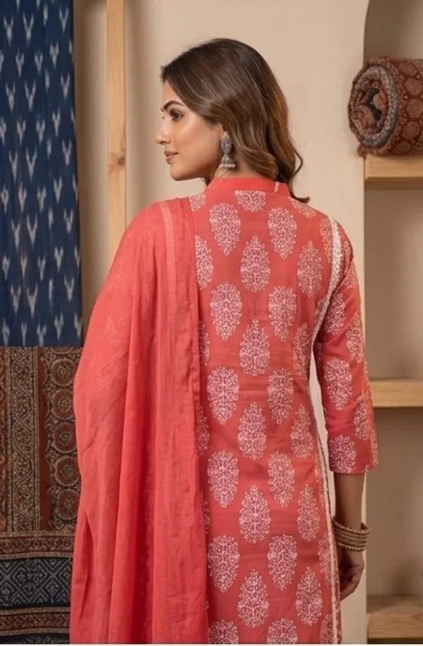 Watermelon_Pink_cotton_kurta_set_for_women