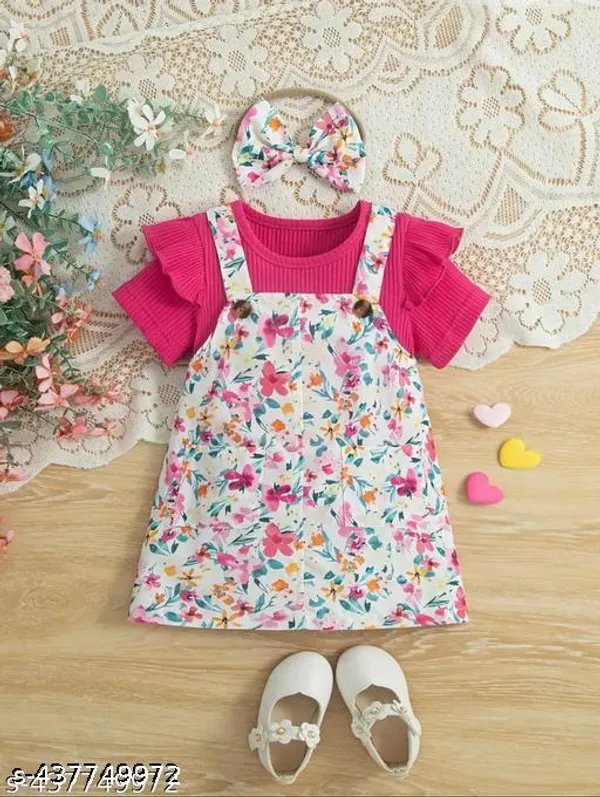 Pink_Cotton_Blend_Floral_Romper_For_Girls