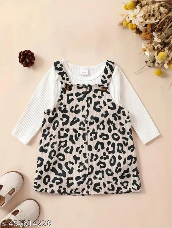 Black_And_Beige_Cotton_Blend_Knee_Length_Pinafore_Dress_For_Girls