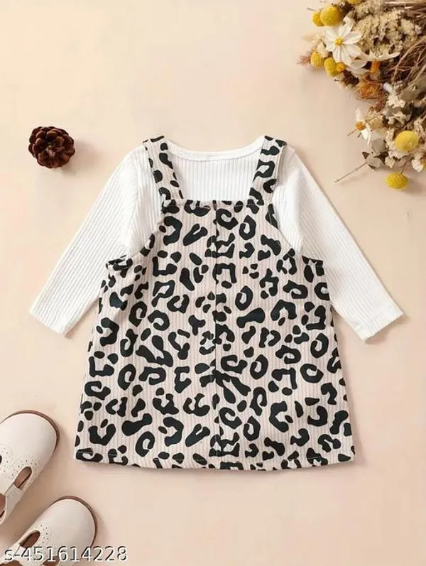 Black_And_Beige_Cotton_Blend_Knee_Length_Pinafore_Dress_For_Girls