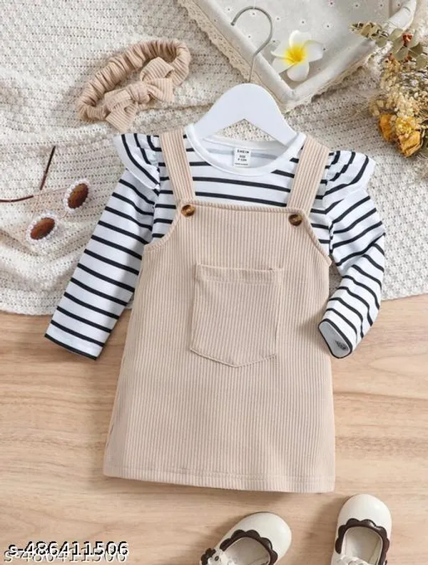 Beige_Cotton_Blend_Knee_Length_Baby_Dress_For_Girls