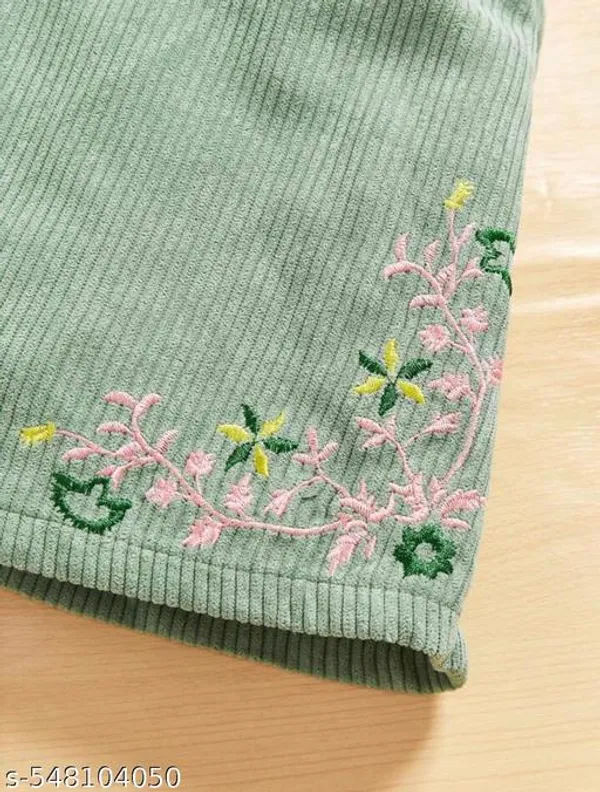 Green_Cotton_Blend_Embroidered_Corduroy_Pinafore_Dress_For_Girls