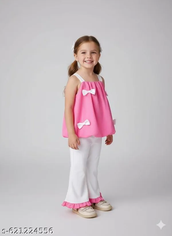 Pink_Cotton_Blend_Regular_Top_And_Palazzo_Dungaree_Set_For_Girls