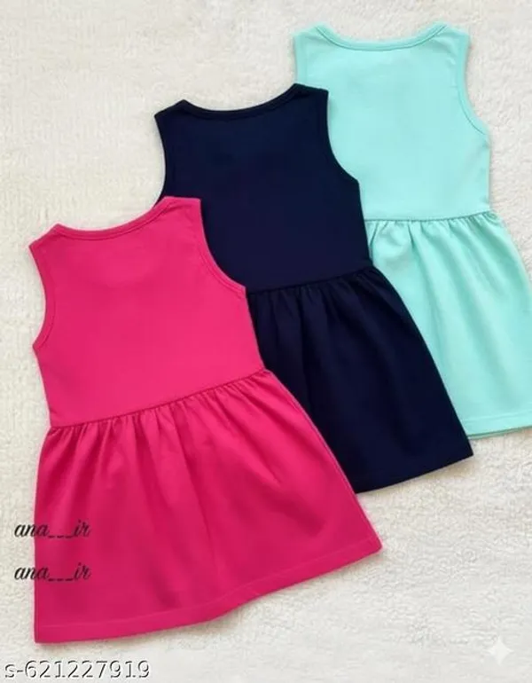 Multicolour_Cotton_Blend_Fit_And_Flare_Dress_Set_For_Girls_(Pack_Of_3)