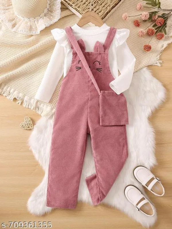 Pink_Cotton_Blend_Regular_Dungaree_Set_For_Girls