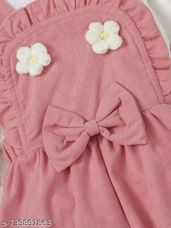 Pink_Cotton_Blend_Regular_T-Shirt_Dungaree_Clothing_Set_For_Girls
