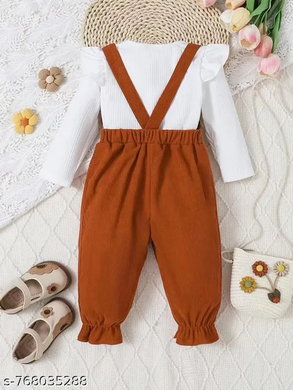 Brown_Cotton_Blend_Striped_Floral_Dungaree_Top_Set_For_Girls