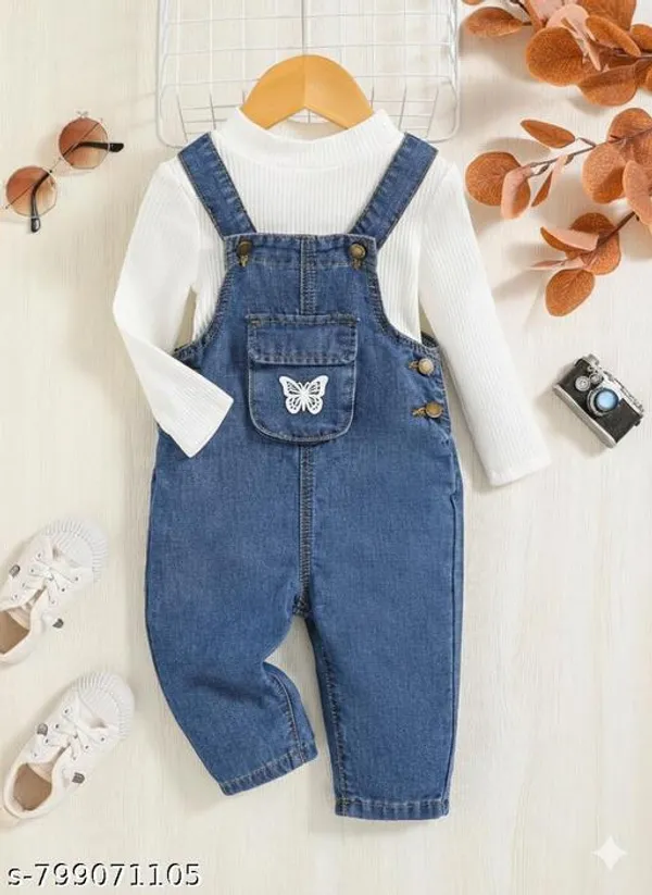 Blue_Denim_Regular_Dungaree_And_Top_Set_For_Girls