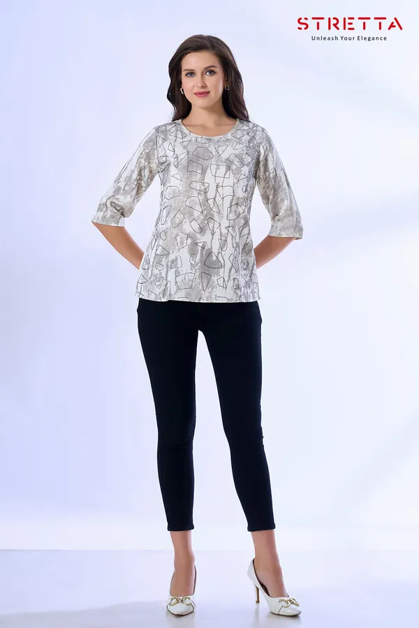 Elegant_Grey_Printed_Top_With_3_4_Sleeves