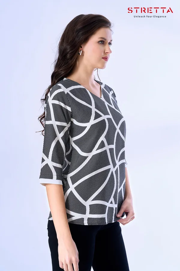 Women_S_Geometric_Print_V_Neck_Top