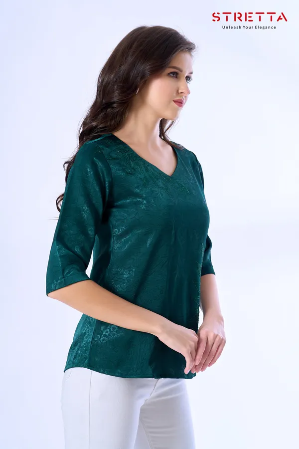 Women_S_Emerald_Green_Jacquard_Top