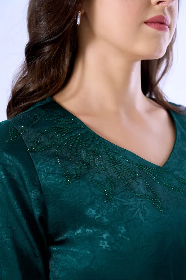 Women_S_Emerald_Green_Jacquard_Top