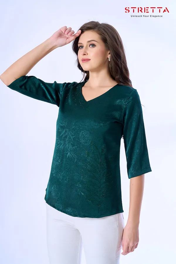 Women_S_Emerald_Green_Jacquard_Top