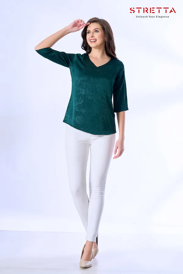 Women_S_Emerald_Green_Jacquard_Top
