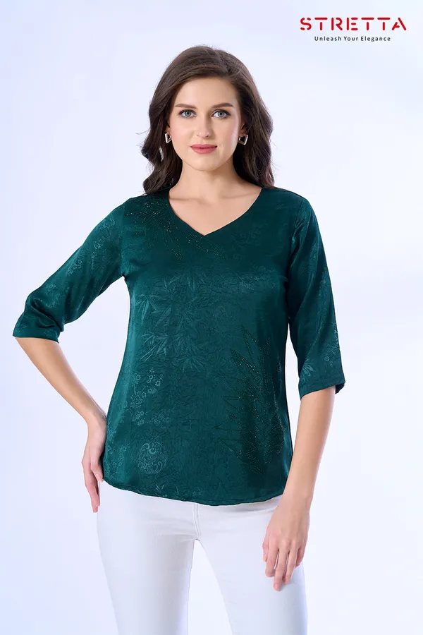 Women_S_Emerald_Green_Jacquard_Top