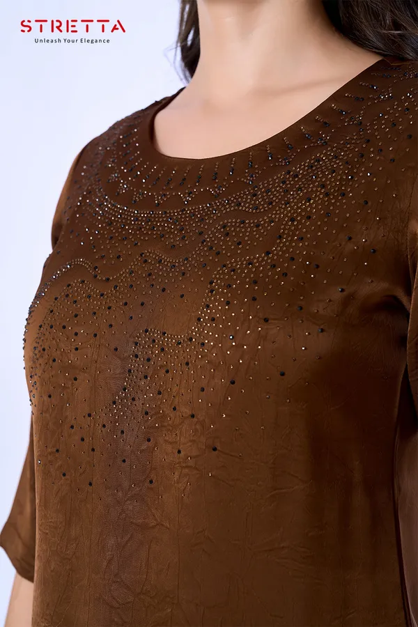Women_S_Coffee_Brown_Embellished_Top