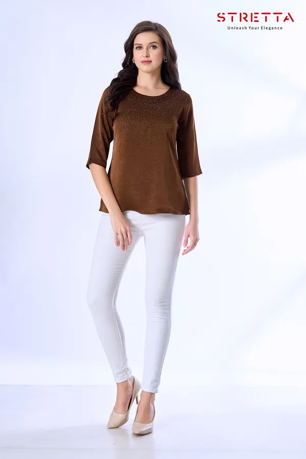 Women_S_Coffee_Brown_Embellished_Top