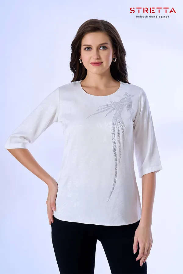Elegant_Grey_Embellished_Casual_Top