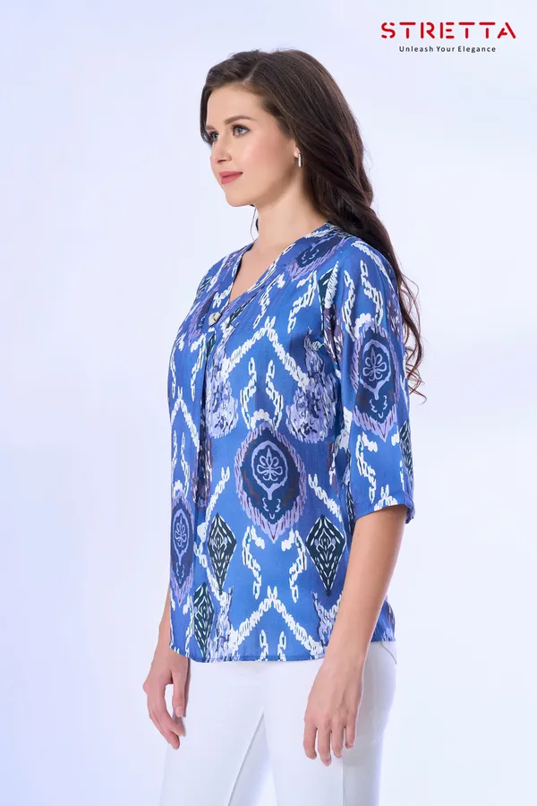 Stylish_Blue_Printed_V_Neck_Top