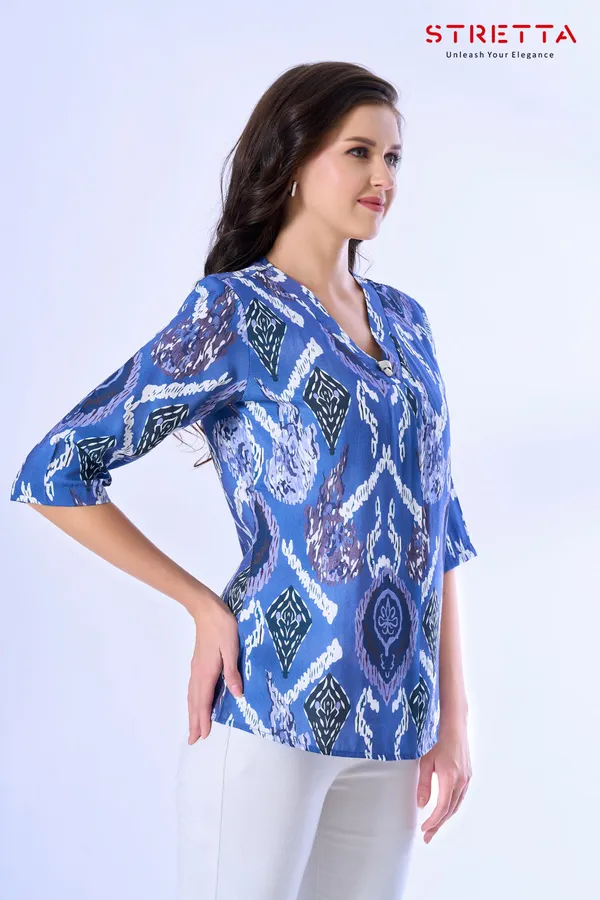 Stylish_Blue_Printed_V_Neck_Top