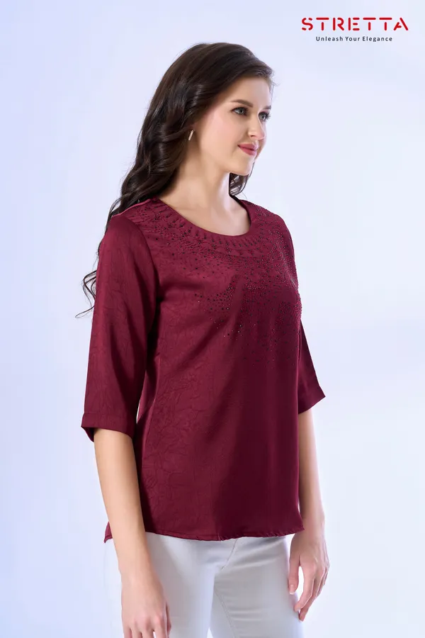 Elegant_Maroon_Embellished_Casual_Top