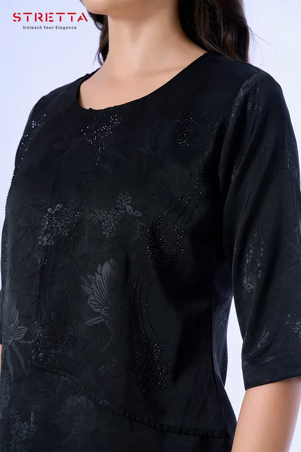 Elegant_Black_Textured_Top_For_Women_Stylish_Casual_Office_Wear_Blouse