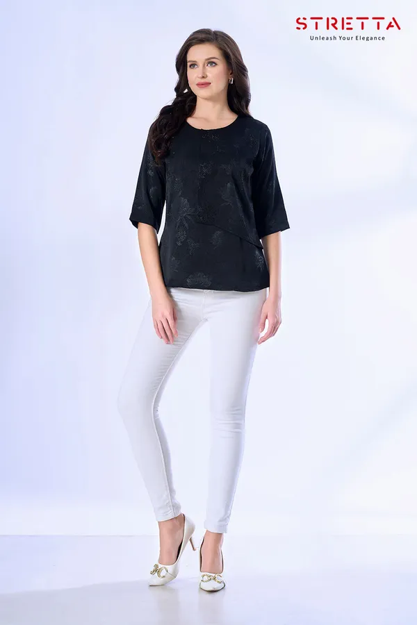 Elegant_Black_Textured_Top_For_Women_Stylish_Casual_Office_Wear_Blouse