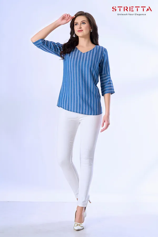 Women_S_Blue_Vertical_Striped_Top