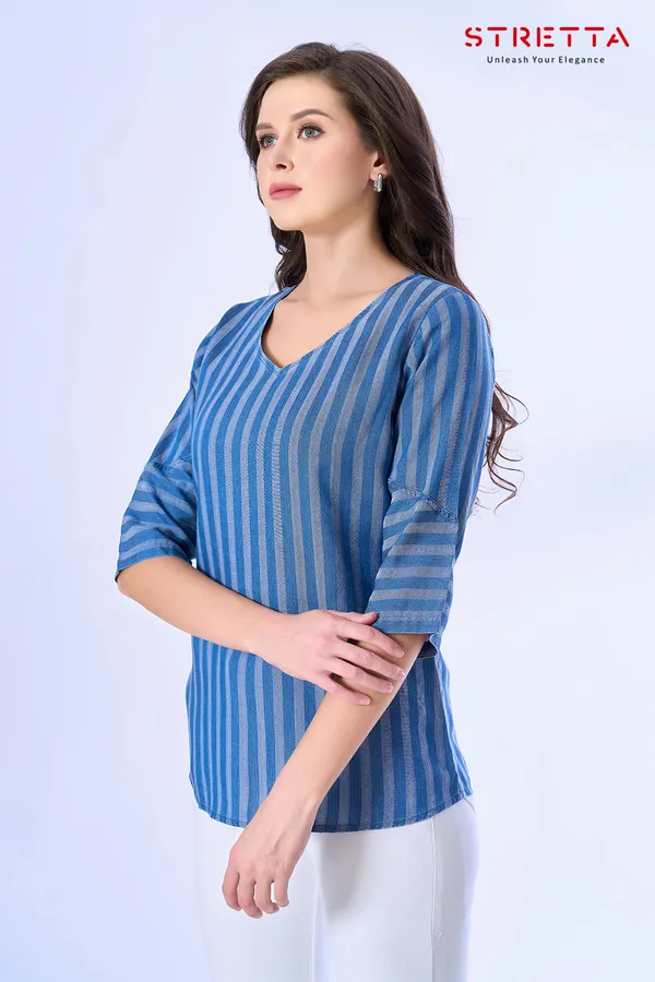 Women_S_Blue_Vertical_Striped_Top
