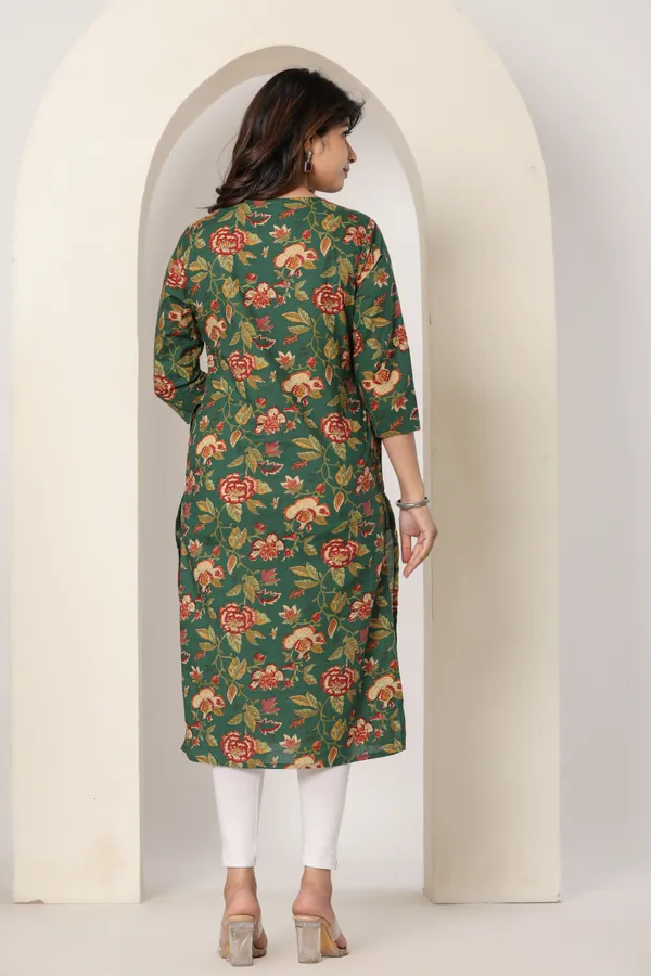 Women_Floral_Print_Kurta_Green