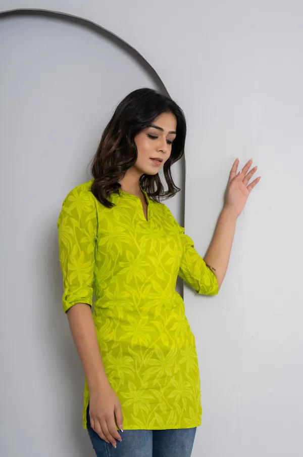 Casual_Printed,_Embellished,_Self_Design_Women_Yellow_Top