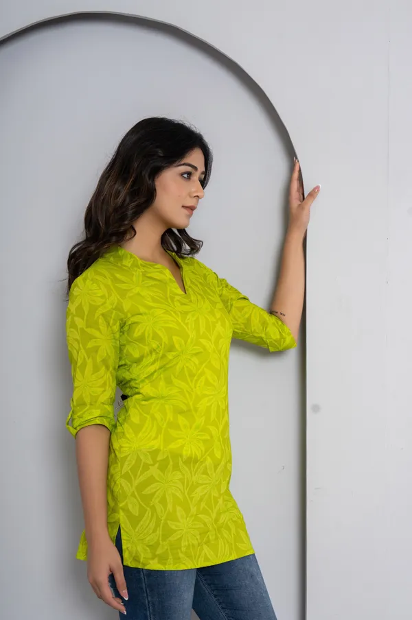 Casual_Printed,_Embellished,_Self_Design_Women_Yellow_Top