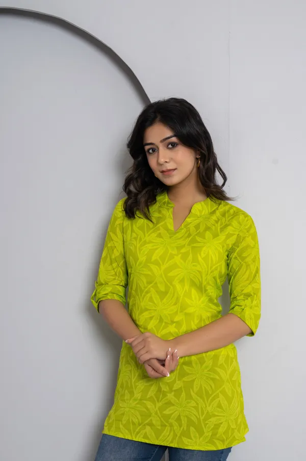 Casual_Printed,_Embellished,_Self_Design_Women_Yellow_Top