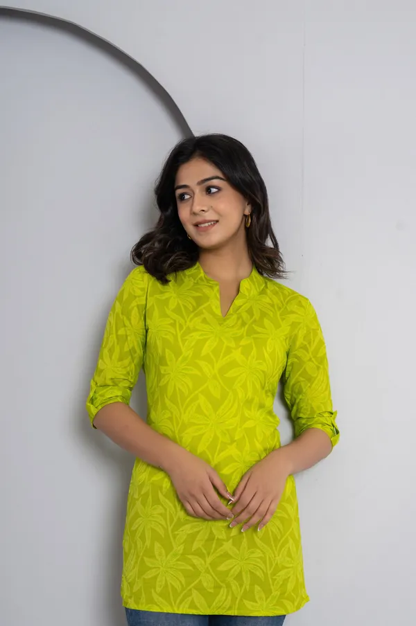Casual_Printed,_Embellished,_Self_Design_Women_Yellow_Top