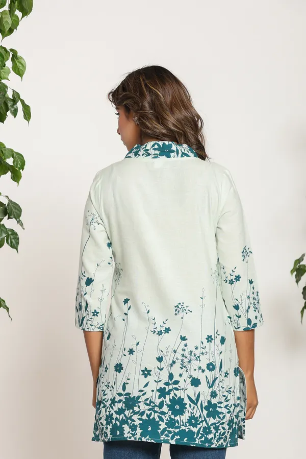 Casual_Solid,_Self_Design_Women_Blue,_White_Top