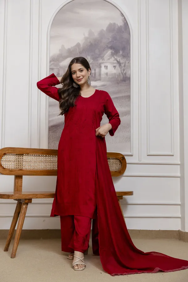 Rudralifestyle_Women_Ethnic_Top_Palazzo_Dupatta_Set