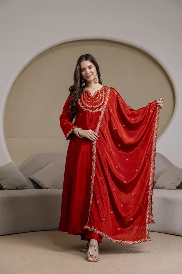 Rudralifestyle_Women_Ethnic_Top_Palazzo_Dupatta_Set