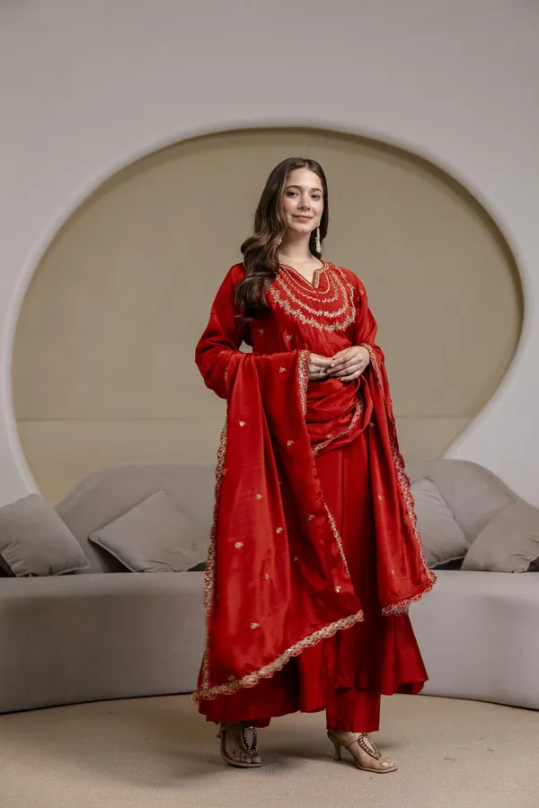 Rudralifestyle_Women_Ethnic_Top_Palazzo_Dupatta_Set