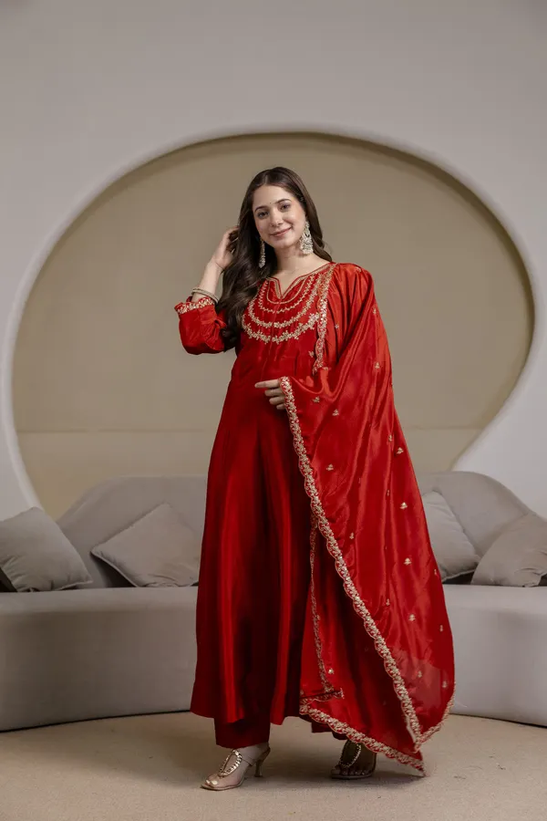Rudralifestyle_Women_Ethnic_Top_Palazzo_Dupatta_Set