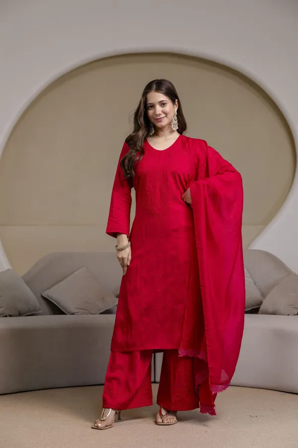 Rudralifestyle_Women_Ethnic_Top_Palazzo_Dupatta_Set