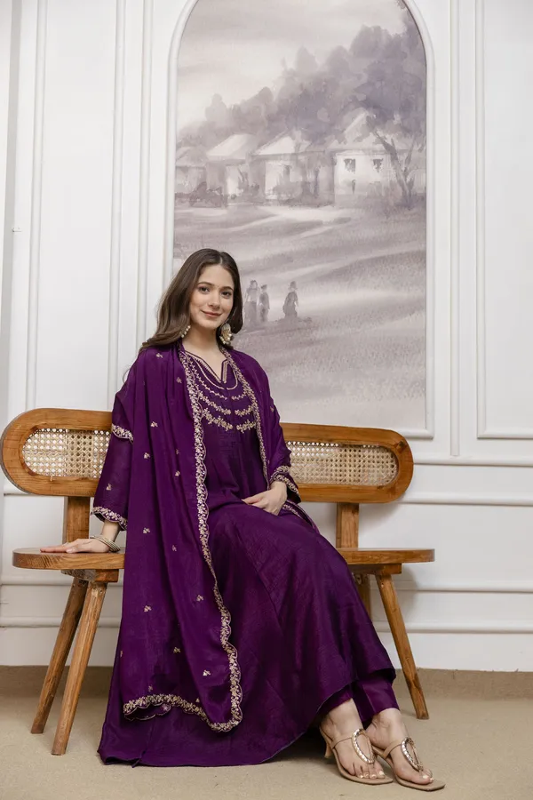 Rudralifestyle_Women_Ethnic_Top_Palazzo_Dupatta_Set