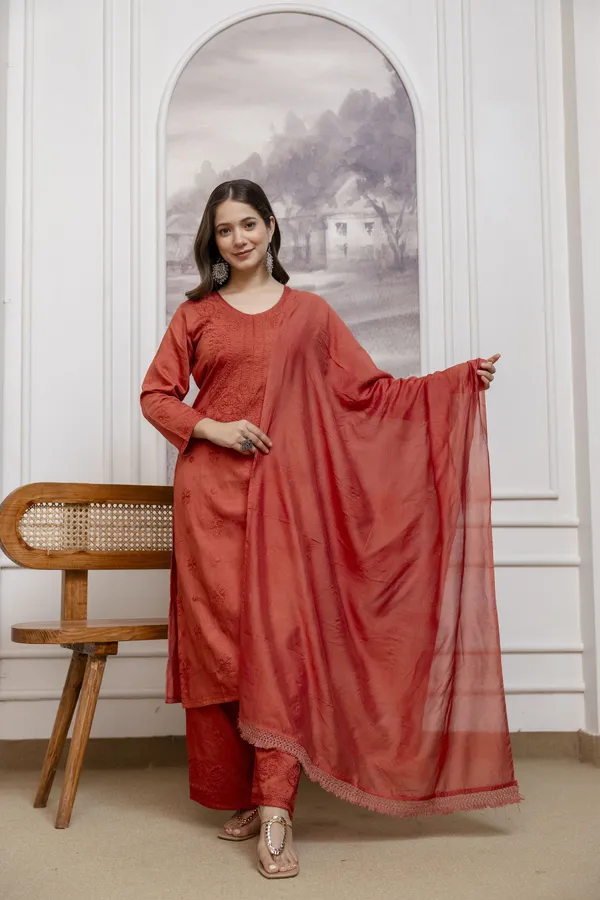 Rudralifestyle_Women_Ethnic_Top_Palazzo_Dupatta_Set