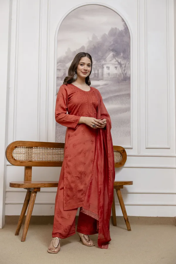 Rudralifestyle_Women_Ethnic_Top_Palazzo_Dupatta_Set