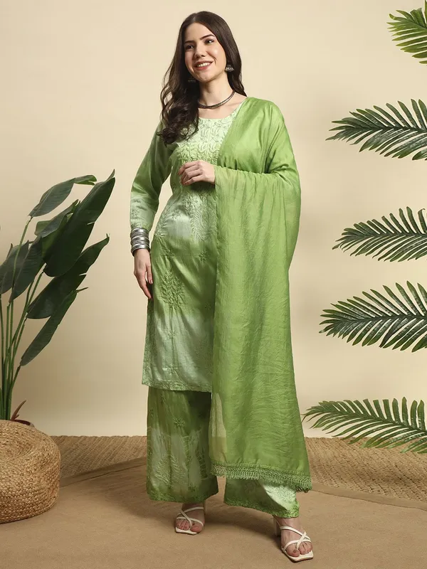Rudralifestyle_Women_Ethnic_Top_Palazzo_Dupatta_Set