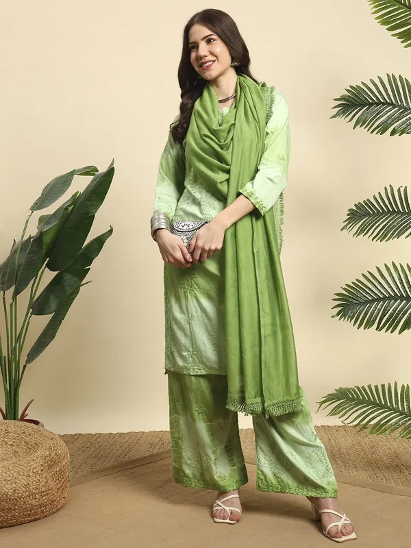 Rudralifestyle_Women_Ethnic_Top_Palazzo_Dupatta_Set