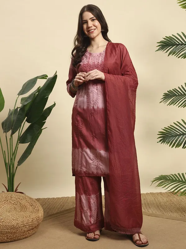 Rudralifestyle_Women_Ethnic_Top_Palazzo_Dupatta_Set