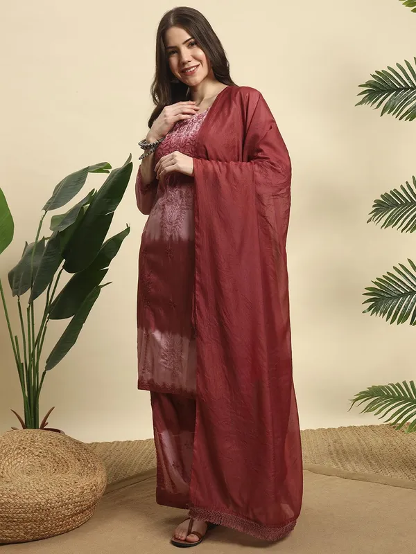 Rudralifestyle_Women_Ethnic_Top_Palazzo_Dupatta_Set